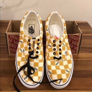 Vans era yellow and white checkerboard